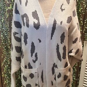 Leopard Print Open Front Cardigan Sweater